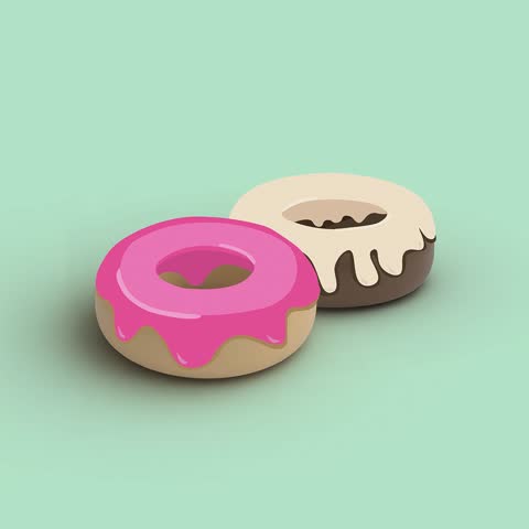 This video showcases the vector animation of a donut, highlighting its sleek and vibrant design. The animation features dynamic motion graphics that bring the donut to life with a modern and colorful 