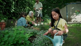 Students and female teacher at outdoor sustainable education class. Kids taking care of plants in school garden. Concept of experiential learning and ecoliteracy. - Powered by Shutterstock - Get 15% off with code: PIKWIZARD15