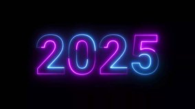 2025 Happy new year 2025 neon animated background greetings happy new year 2025 fireworks neon blue purple text 4k looping - Powered by Shutterstock - Get 15% off with code: PIKWIZARD15