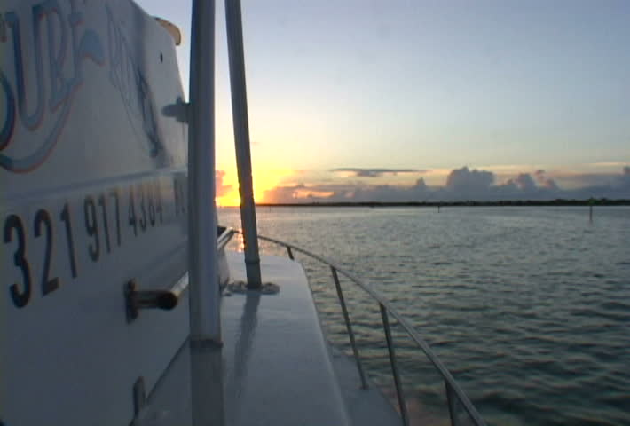 Florida yacht in Atlantic Ocean during sunrise