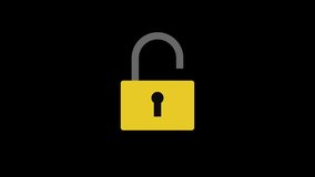 Simple padlock lock animation, closing padlock animation on transparent background and green screen, alpha channel and chorma key - Powered by Shutterstock - Get 15% off with code: PIKWIZARD15