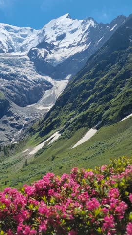 French Alps landscape. Glacier de Bionnassay and Aiguille de Bionnassay Chmonix Montblanc region
