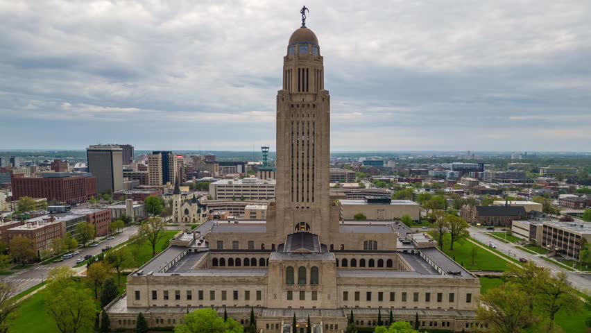 Lincoln, Nebraska, USA cityscape at the capitol building.