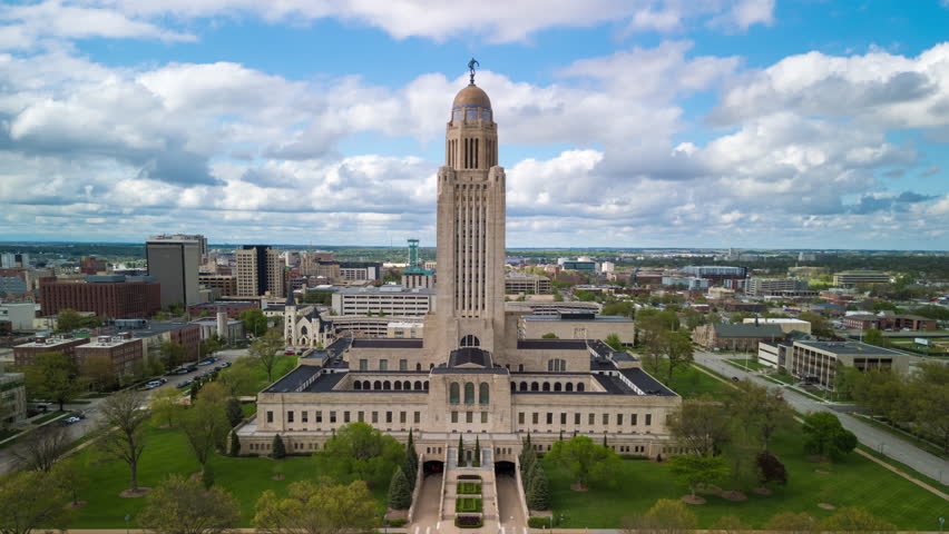 Lincoln, Nebraska, USA cityscape at the capitol building.