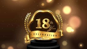 Animated 18th Anniversary Gold and Glitter Background 4K Video. 18 years celebration video - Powered by Shutterstock - Get 15% off with code: PIKWIZARD15