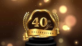 Animated 40th Anniversary Gold and Glitter Background 4K Video. 40 years celebration video - Powered by Shutterstock - Get 15% off with code: PIKWIZARD15