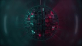 Rotating sparkling disco ball. Concept of night party. Neon Disco ball seamless VJ loop animation for music broadcast disco party. Neon Disco ball  - Powered by Shutterstock - Get 15% off with code: PIKWIZARD15