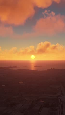 3D - Sunset aerial shot of the city of Doha in Qatar