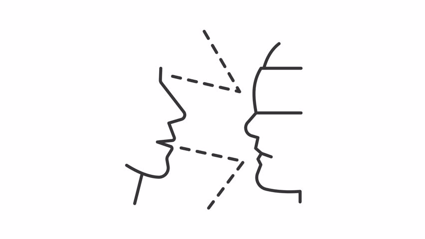 Biases line animation. Social stereotype animated icon. Moving jaw, line. Unfair opinion, discrimination. Black illustration on white background. HD video with alpha channel. Motion graphic