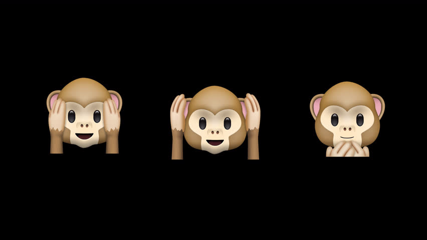 Monkeys Animated Emoji Set. Elements on a Transparent Background. 3 Smileys and Emotions in 4K Resolution with Seamless Loop