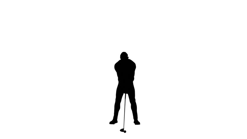 3D Render : Silhouette  golfer taking a swing with a golf club, front view