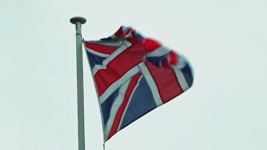 Flag Flying In A Strong Wing - Union Jack of Great Britain - Victoria Park,