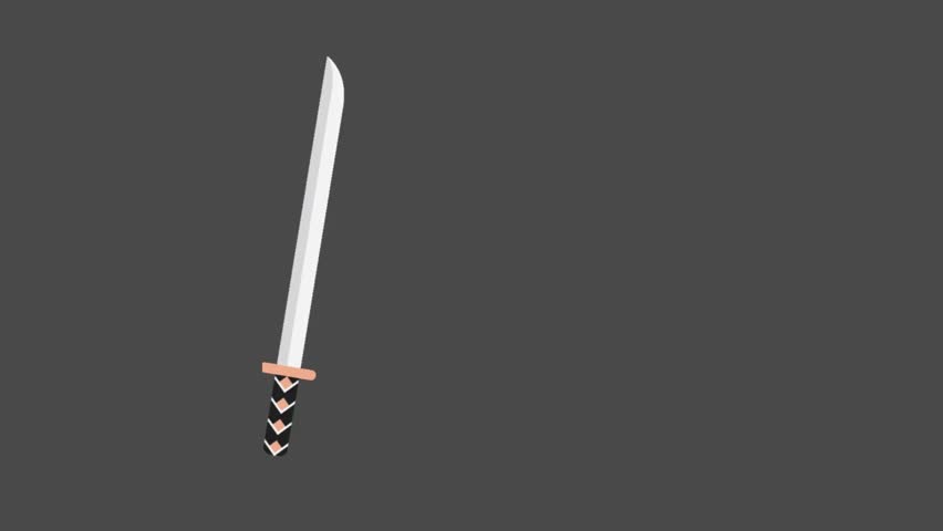 Japanese samurai katana sword or blade animation