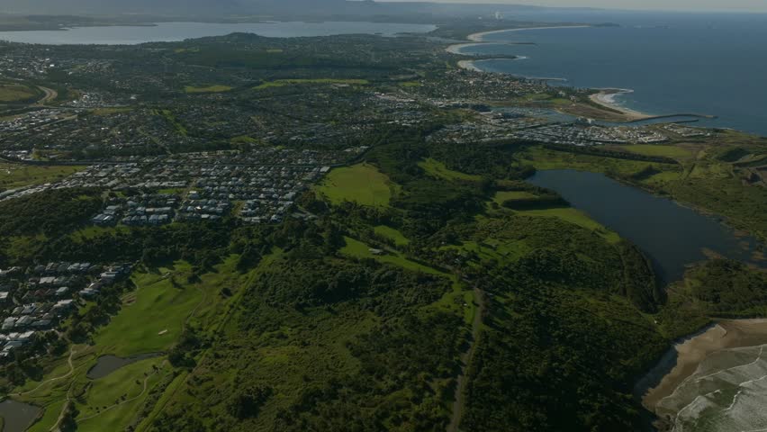 Uni Wollongong Shell Cove Shellharbour Marina Waterfront The Farm surfing break Mystics lake Illawarra State Park aerial drone Australia NSW Sydney South Coast mining coastal sunny blue sky forward