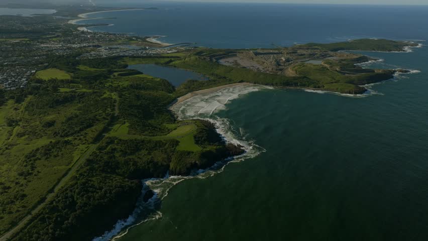 The Farm surfing break Mystics Illawarra State Park Shell Cove Shellharbor Marina Waterfront aerial drone Australia NSW Sydney Aus Uni Wollongong South Coast mining coastal sunny blue sky backwards