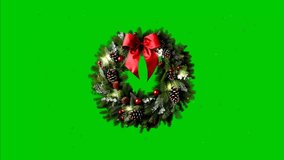 A festive Christmas wreath animation on a green screen, perfect for holiday-themed projects. The wreath features traditional holiday elements and rotates smoothly in a loop - Powered by Shutterstock - Get 15% off with code: PIKWIZARD15