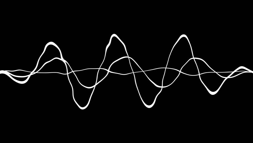 Audio waveform. Abstract music waves oscillation. Sound wave visualization. Synthetic music technology sample animation.
