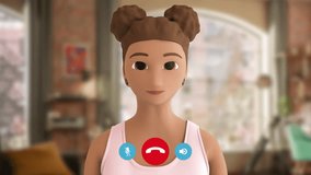Video Call With Animated Avatar. Virtual Meeting or Digital Interaction and Remote Connectivity in Modern Life. Interface Displays Communication Controls, Advanced Virtual Assistant Technology - Powered by Shutterstock - Get 15% off with code: PIKWIZARD15