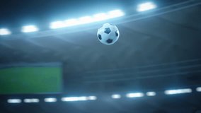 Realistic 3D Animation of a Soccer Ball Flying Across Stadium Field towards the Goal. Stylish Tracking Shot of Championship Event with Crowds of Football Fans Cheering for the Team. Slow motion - Powered by Shutterstock - Get 15% off with code: PIKWIZARD15