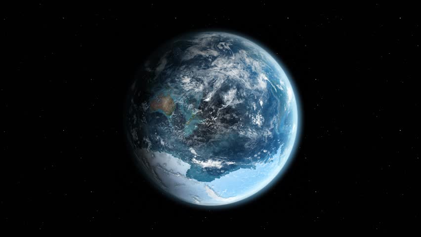 Zoom from Earth to New Zealand. (Country Flag) World map animation with highlighted borders of countries.
