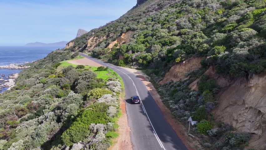 Coastal Road At Cape Town Western Cape South Africa. Powerful Landscape Of The Vehicles In A Famous Road . Shore Clouds Sky Beach Sea. Shore Tropical Environment. Cape Town Western Cape.