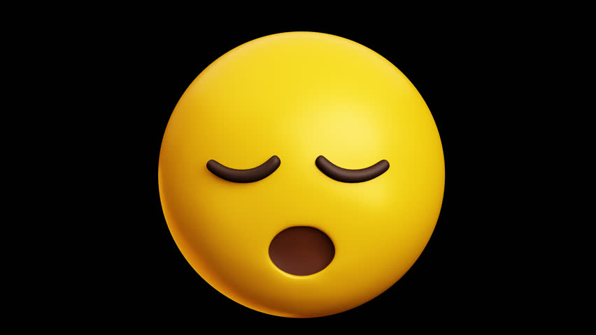 Sleeping face emoji, 3d emoticon animation, Alpha channel, Transparent video