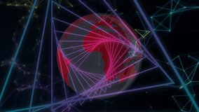 Thank you! text animation over geometric shapes and globe background. Abstract, digital, motion, futuristic, vibrant, colorful - Powered by Shutterstock - Get 15% off with code: PIKWIZARD15