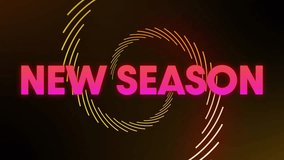 New season text animation over swirling yellow and orange lines on dark background. Abstract, design, motion, vibrant, dynamic, digital - Powered by Shutterstock - Get 15% off with code: PIKWIZARD15