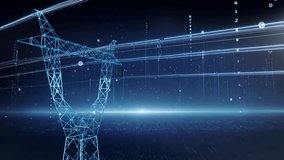 Digital Smart Power Grid Energy High-voltage line Engineering 3D animation - Powered by Shutterstock - Get 15% off with code: PIKWIZARD15