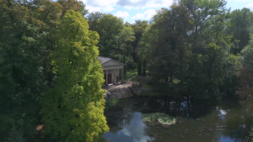 Temple of Diana in romantic park in Arcadia, Poland. 