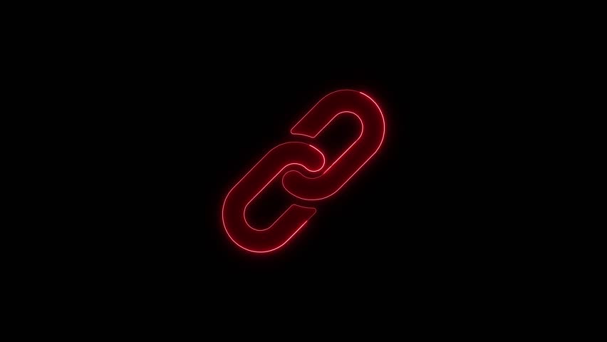 Link simple icon. Flat desing. navy blue neon on black background.