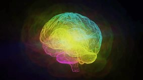 Colorful Neon Wireframe Brain with Glowing Center on Dark Background - Powered by Shutterstock - Get 15% off with code: PIKWIZARD15