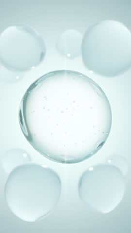 Cosmetics blue serum liquid bubbles 3d abstract background. Cosmetic moisturizer essence gel. Collagen fluid bubble molecule. Moisturizing cream or oil for personal health care and beauty skin concept