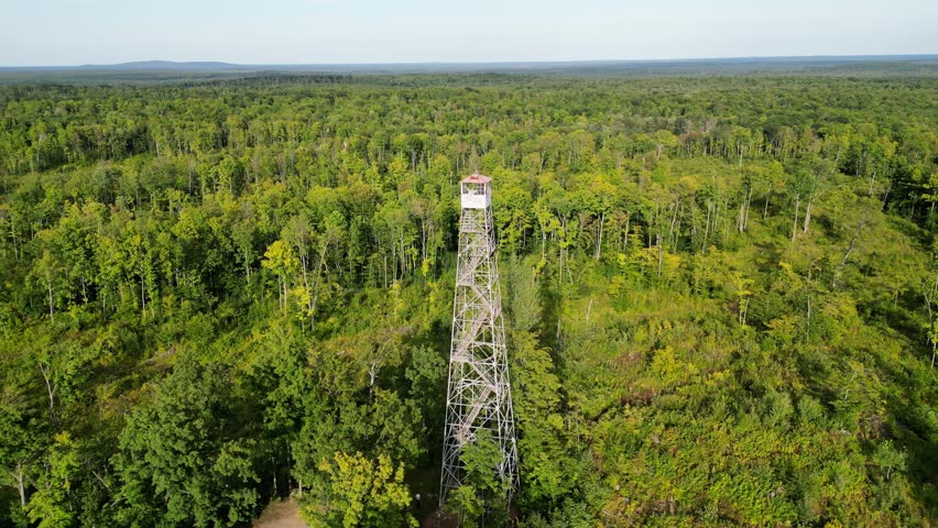 Spectacular 360 Views Of The Mountain Fire Lookout Tower And Landmark Observation Deck In The Nicolet National Forest Of Wisconsin.