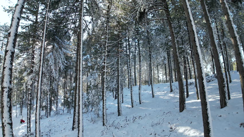 snow mountain view, aerial footage, Kazdagi, Turkey, oe01