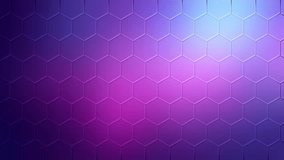 Multicolored hexagons with neon glow. Modern colorful geometric empty template. Blue pink hexagon background. Honeycomb gradient background. Loop fresh gamer pattern of figures with six sides. Grid - Powered by Shutterstock - Get 15% off with code: PIKWIZARD15