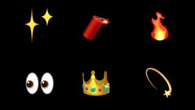 Pack of Animated Emoji Elements on a Transparent Background. Emoji Set with Alpha Channel. 6 Smileys and Emotions in 4K Resolution with Seamless Loop - Powered by Shutterstock - Get 15% off with code: PIKWIZARD15