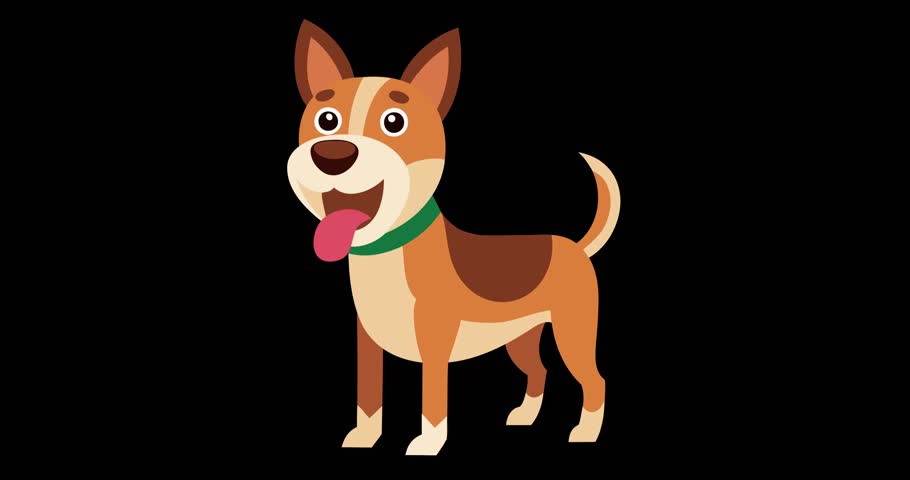 Cute Dog Flat Cartoon Animation. Vector Isolated Loop 2d Animation, Chroma Key. Cartoon puppy, dog idle animation on a Green Screen.