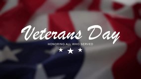 Thank you veterans. Happy Veterans Day Text Animation waving USA flag. Honoring all who served. Great for Veterans Day celebrations, ceremonies, greetings, banners. Animated Happy Veterans Day. 4K. - Powered by Shutterstock - Get 15% off with code: PIKWIZARD15