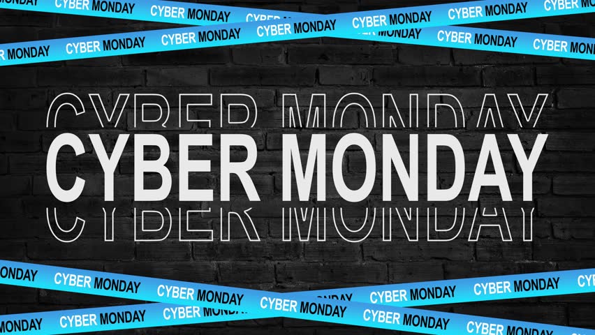 Cyber Monday text animation over neon cityscape with grid lines and geometric shapes. Sale, discount, promotion, digital, futuristic, technology in 4K. - Powered by Shutterstock - Get 15% off with code: PIKWIZARD15