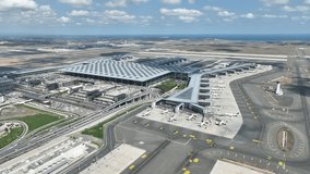 Istanbul new airport aerial view. Airplanes and airport aerial view. - Powered by Shutterstock - Get 15% off with code: PIKWIZARD15