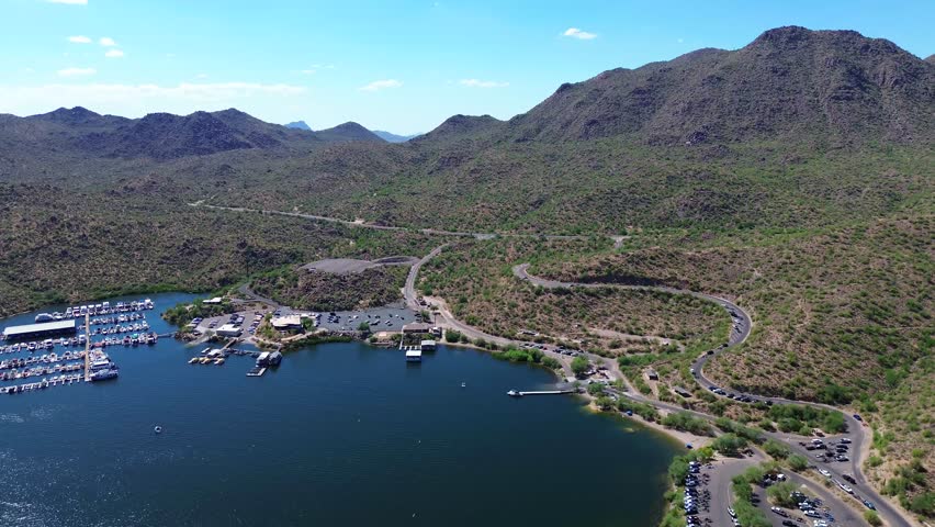 Aerial Views of Saguaro lake in Central Arizona, America, USA.