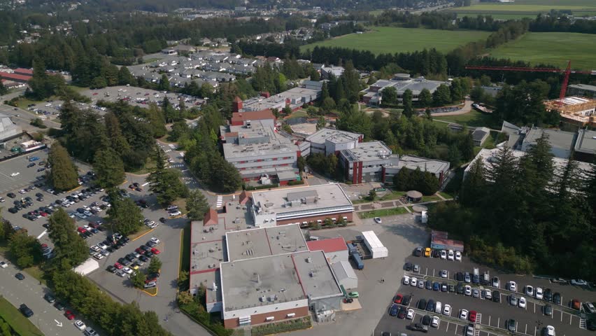 Drone Aerial Footage of Downtown Abbotsford, British Columbia – Rural Small City Skyline