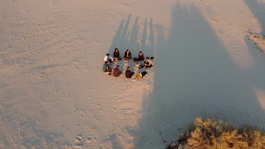 Friends reunion in White Sand Desert, United Sates National Park