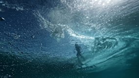 Underwater Hawaii 4k. Glassy ocean tube wave crashing, perfect barrel for surfing. North shore Pipeline famous surfing action sports destination in Oahu island. slow motion.  - Powered by Shutterstock - Get 15% off with code: PIKWIZARD15