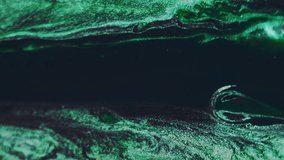 Vertical video. Ink drip. Glitter liquid spill. Blur black green blue golden color shiny glowing particles texture paint wave motion abstract art background. - Powered by Shutterstock - Get 15% off with code: PIKWIZARD15
