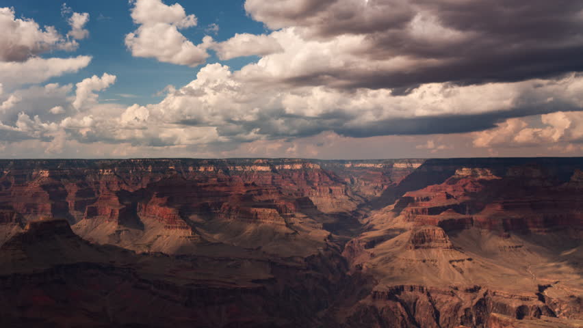 Grand Canyon Cumulus Clouds above North Rim Time Lapse Pan L Arizona USA