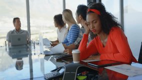 Clock animation over diverse team having business meeting in office. teamwork, technology, collaboration, innovation, strategy, time management - Powered by Shutterstock - Get 15% off with code: PIKWIZARD15
