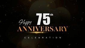Happy 75th anniversary, golden letters and Dark Golden particle Bokeh background - Powered by Shutterstock - Get 15% off with code: PIKWIZARD15