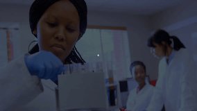 Processing data with network connections animation, scientist working in laboratory. Technology, networking, science, research, innovation, connectivity - Powered by Shutterstock - Get 15% off with code: PIKWIZARD15